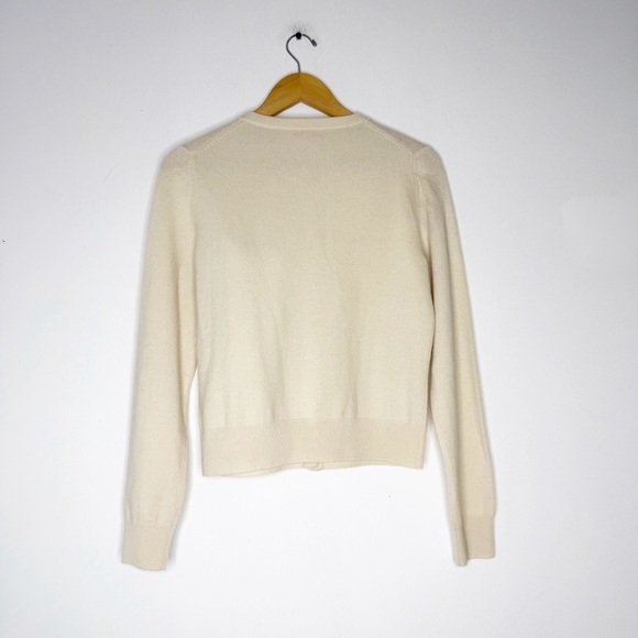 Lilly Pulitzer Ivory Cashmere Wool Cardigan Sweater with Flower Appliqué Size M - Picture 2 of 8